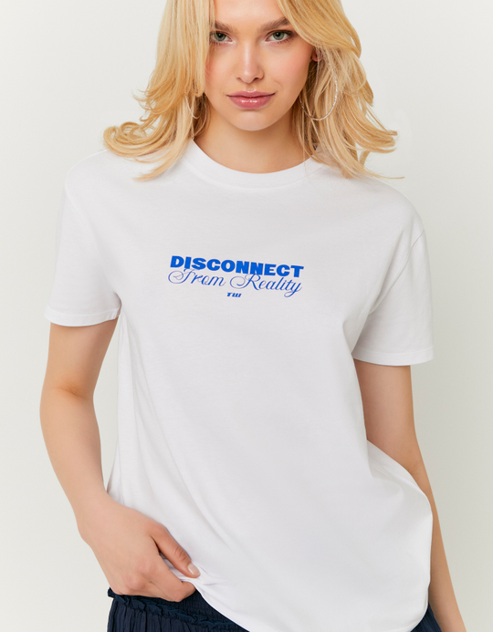 TALLY WEiJL, White Printed T-Shirt for Women