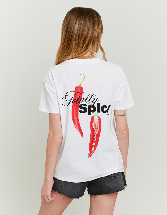 TALLY WEiJL, Weißes Oversize-T-Shirt mit Print for Women