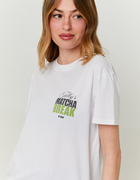 TALLY WEiJL, T-shirt Oversize Λευκό με στάμπα for Women