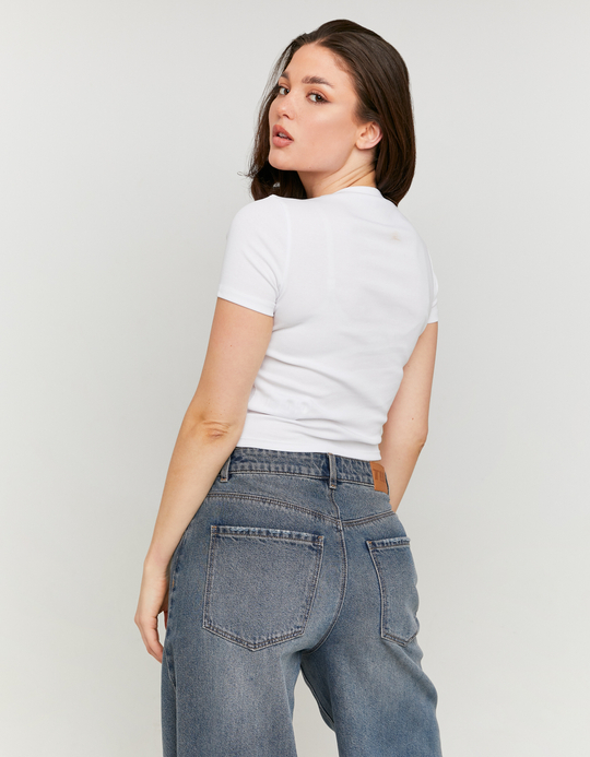 TALLY WEiJL, White Printed Cropped T-shirt for Women