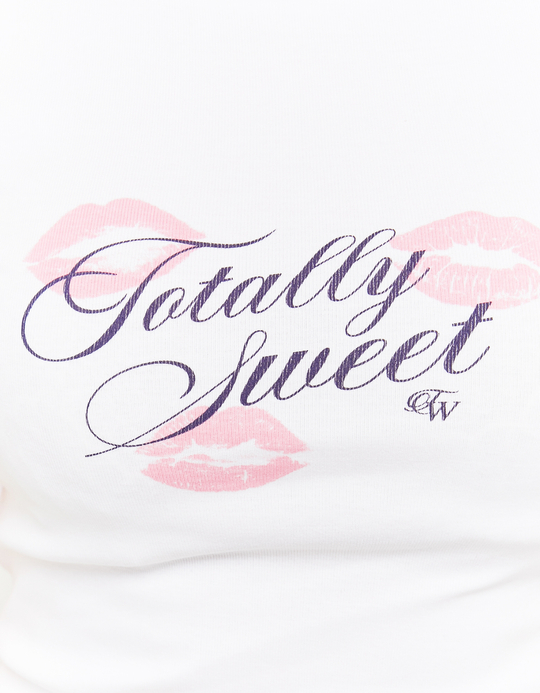 TALLY WEiJL, White Printed Cropped T-shirt for Women