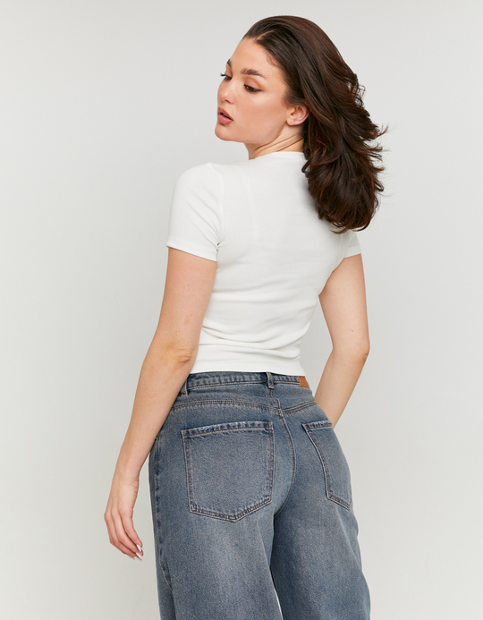 TALLY WEiJL, White Printed Cropped T-shirt for Women