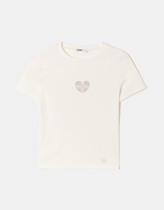 TALLY WEiJL, White Printed Cropped T-shirt for Women