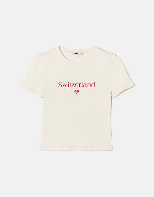 TALLY WEiJL, White Printed Cropped T-shirt for Women