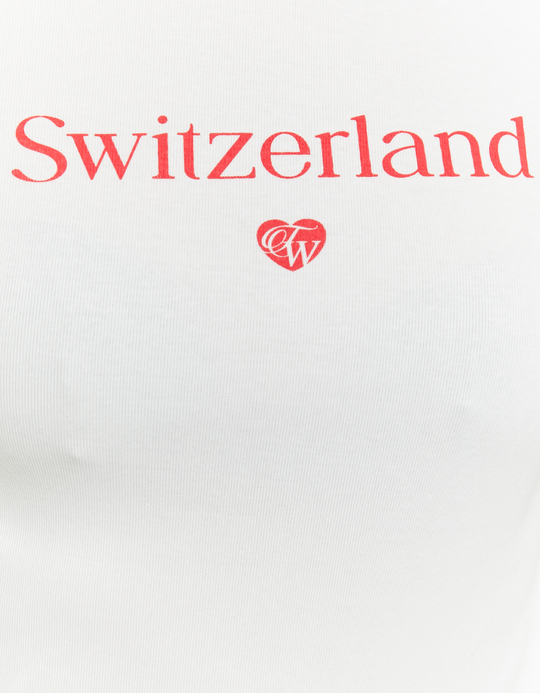TALLY WEiJL, White Printed Cropped T-shirt for Women