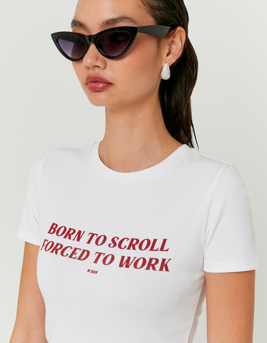 TALLY WEiJL, White Printed T-Shirt for Women