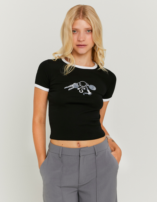 TALLY WEiJL, Black Printed T-Shirt for Women