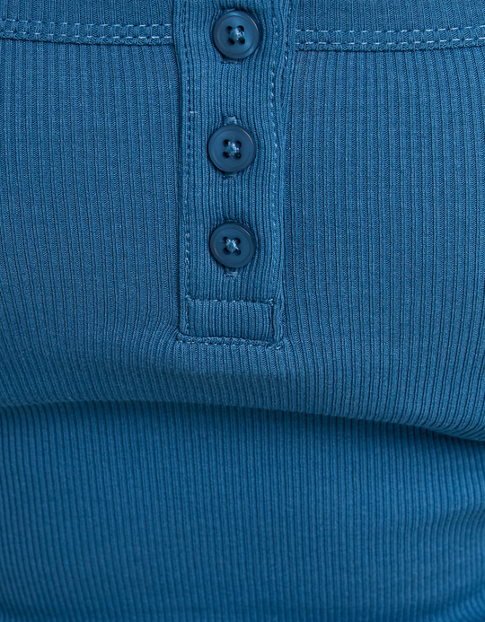 TALLY WEiJL, Blue Basic T-shirt with Buttons for Women