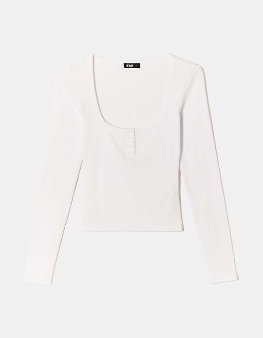 TALLY WEiJL, Weisses Basic T-Shirt mit Knöpfen for Women