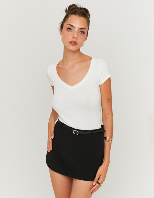 TALLY WEiJL, White V- Neck T-shirt for Women