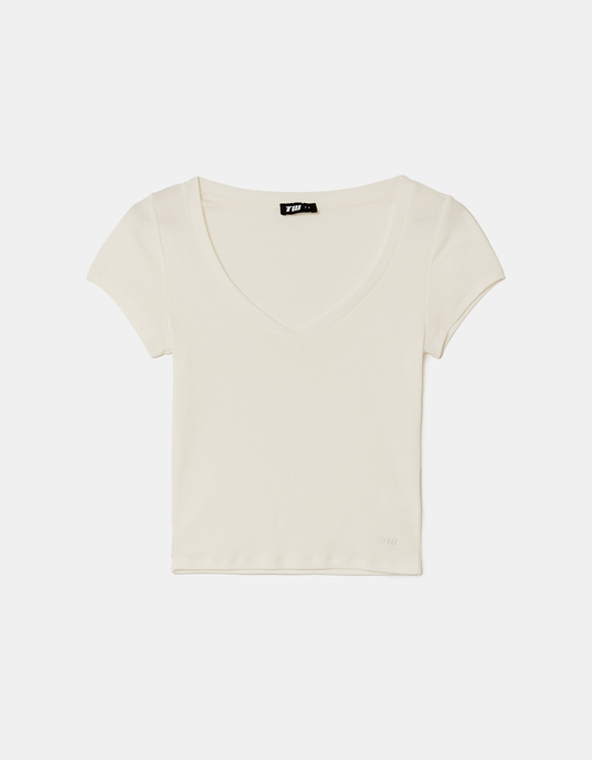 TALLY WEiJL, T-shirt blanc à col en V for Women