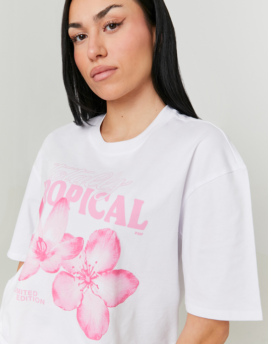 TALLY WEiJL, T-Shirt Blanc Oversize avec Imprimé for Women