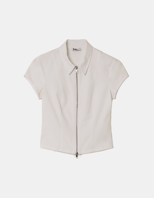 TALLY WEiJL, White Zip Up Top for Women