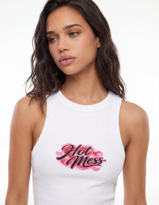 TALLY WEiJL, White Printed Tank Top for Women