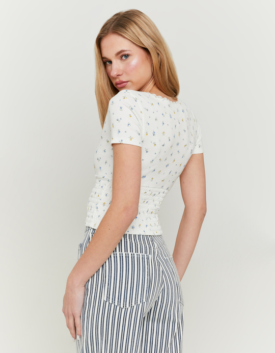 TALLY WEiJL, Floral Top with Ruched Waist for Women