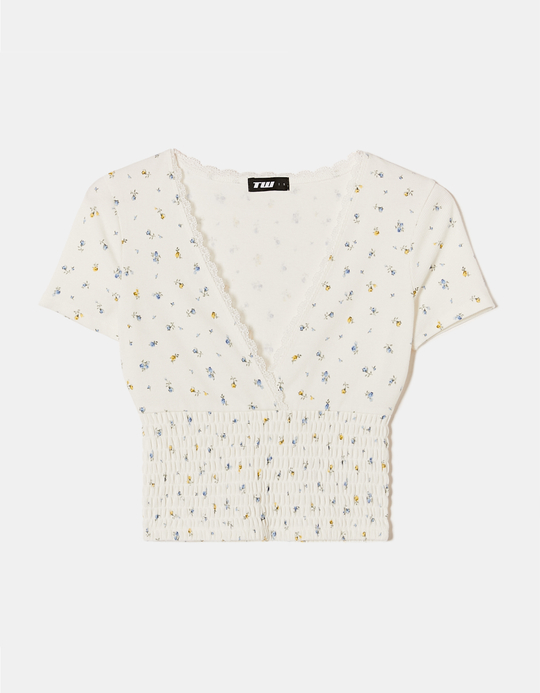 TALLY WEiJL, Floral Top with Ruched Waist for Women