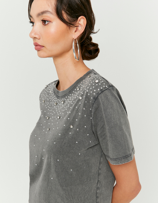 TALLY WEiJL, Weites T-Shirt mit Strasssteinen for Women
