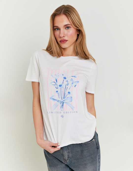 TALLY WEiJL, White Printed T-shirt for Women