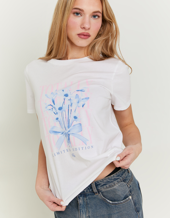 TALLY WEiJL, White Printed T-shirt for Women