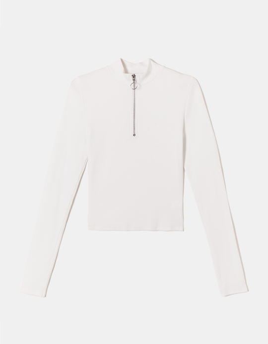 TALLY WEiJL, Weisses T-Shirt mit hohem Ausschnitt for Women