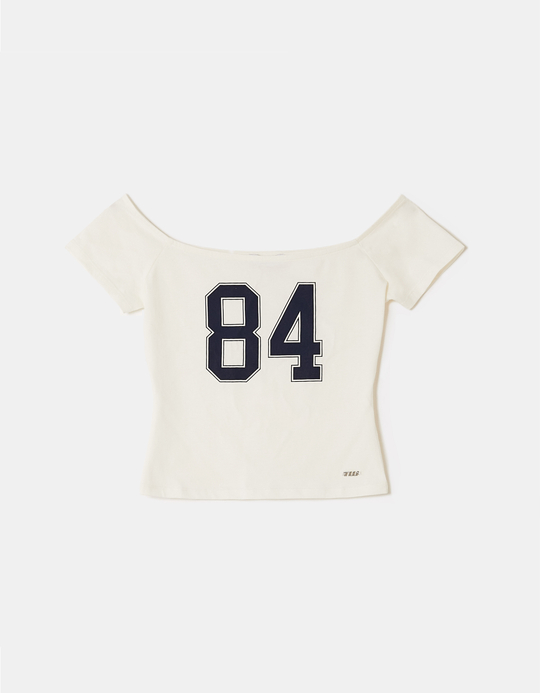 TALLY WEiJL, White Printed Cropped T-Shirt for Women