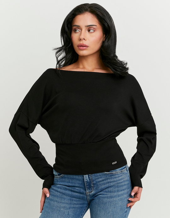 TALLY WEiJL, T-Shirt Noir à Manches Longues for Women