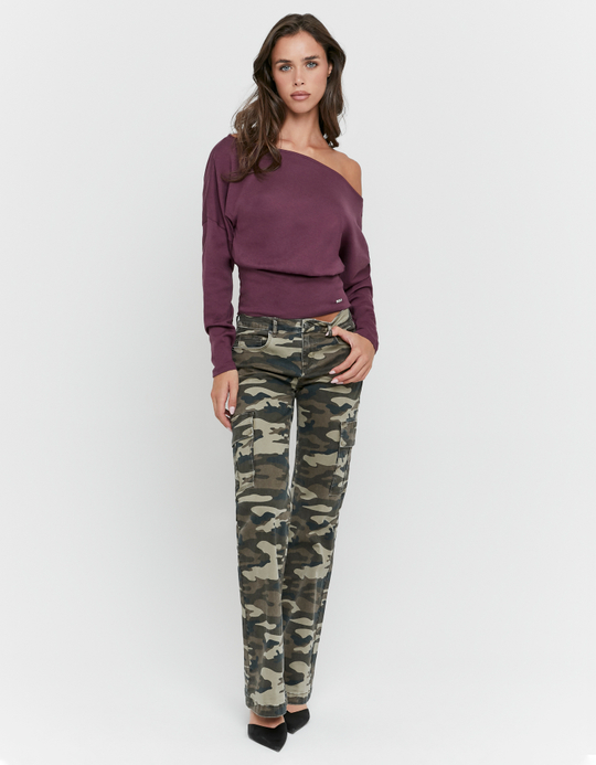 TALLY WEiJL, Purple Boat Neck T-Shirt for Women
