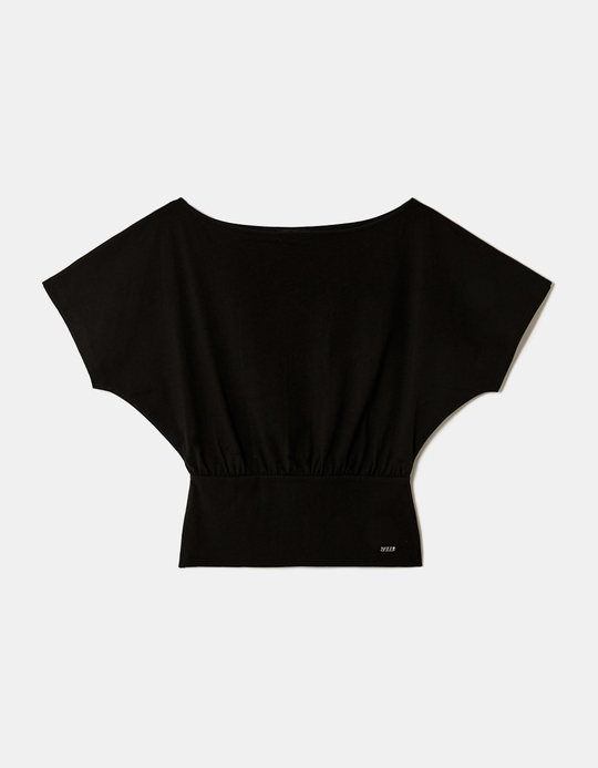 TALLY WEiJL, Black Boat Neck T-shirt for Women