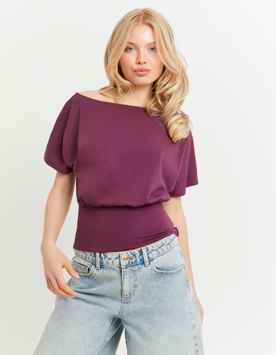 TALLY WEiJL, Lila T-Shirt mit U Boot Ausschnitt for Women