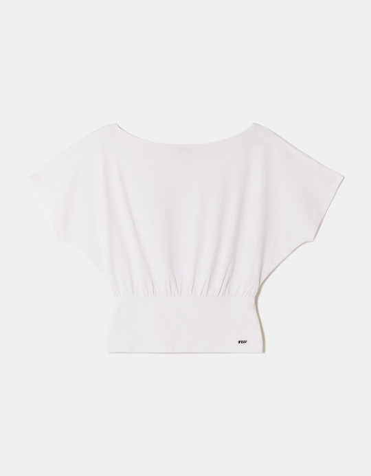 TALLY WEiJL, Weisses T-Shirt mit U Boot Ausschnitt for Women