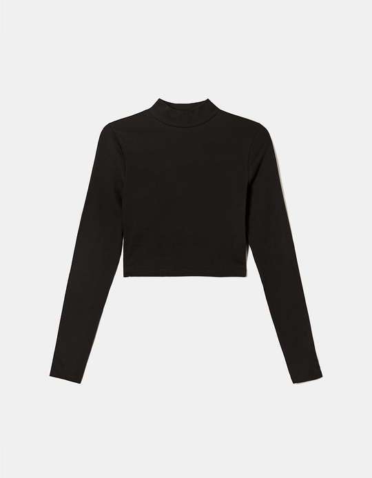TALLY WEiJL, Black Cropped Basic T-Shirt for Women