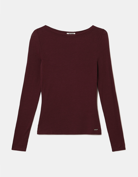 TALLY WEiJL, Burgundy Basic T-Shirt for Women