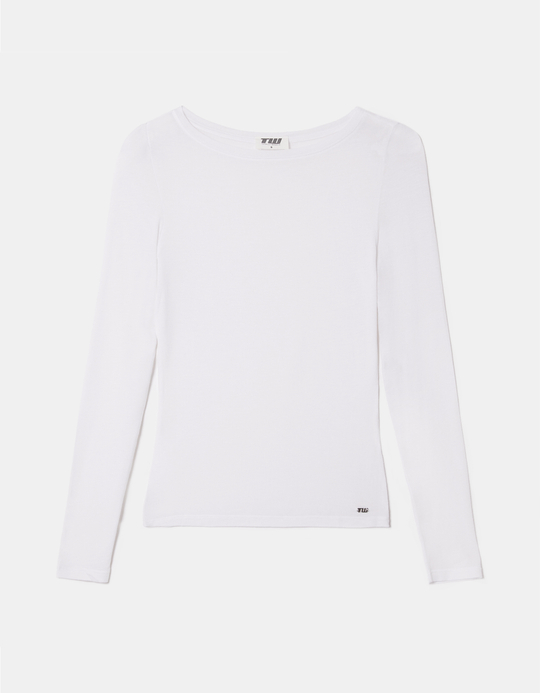 TALLY WEiJL, White Modal Cashmere Long Sleeve Top for Women