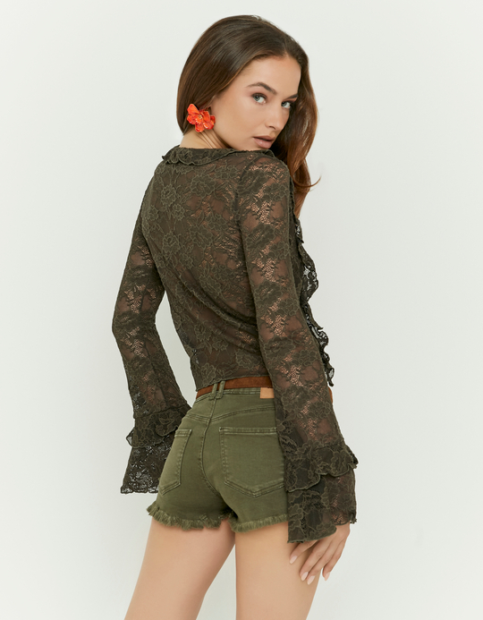TALLY WEiJL, Khaki Lace Top for Women