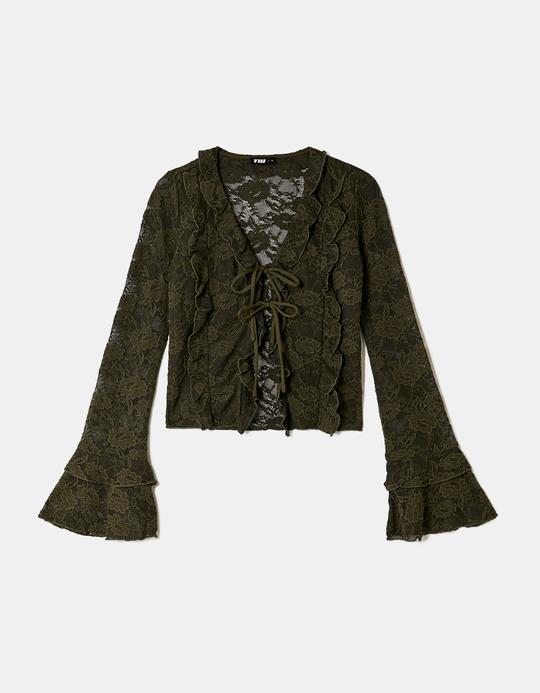 TALLY WEiJL, Khaki Lace Top for Women
