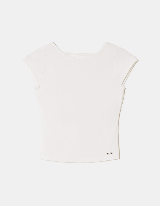 TALLY WEiJL, White Backless T-Shirt for Women