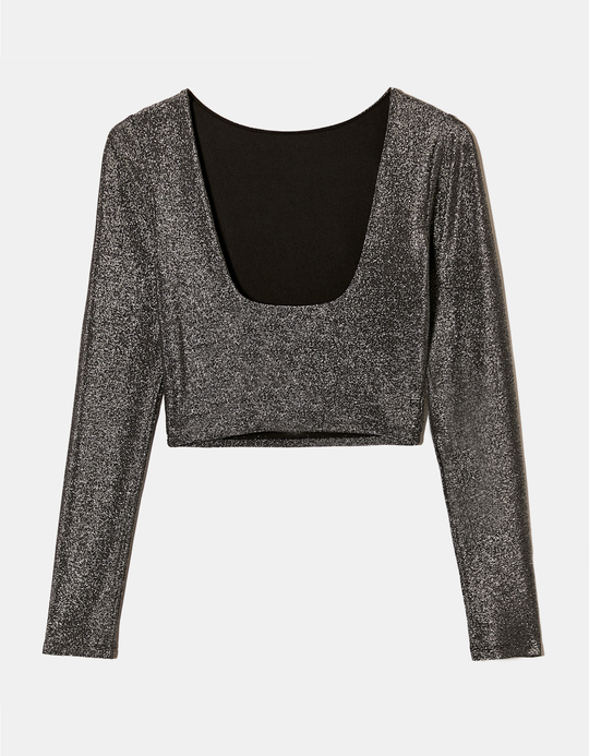 TALLY WEiJL, Silver Backless Cropped Top in Lurex for Women