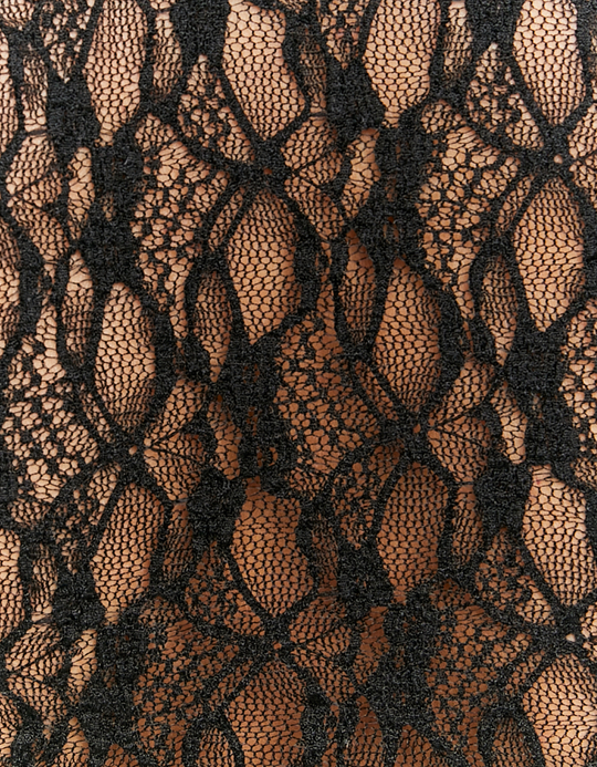 TALLY WEiJL, Black Lace Zipped Top with Polo Neck for Women