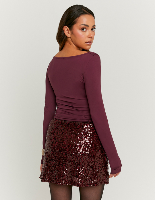 TALLY WEiJL, Burgunder asymmetrisches Langarmtop for Women