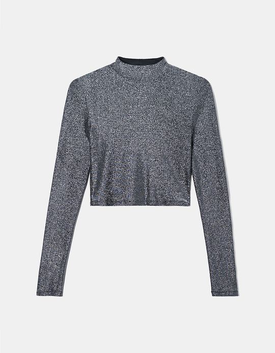 TALLY WEiJL, Top Corto in Lurex Grigio for Women
