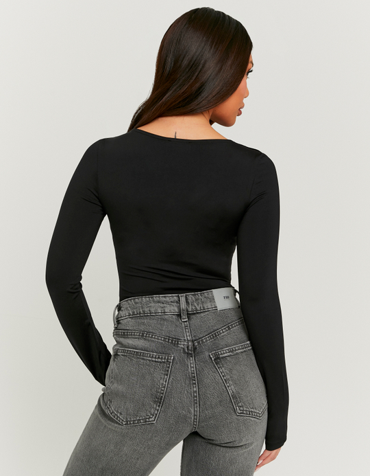 TALLY WEiJL, Basic Black T-shirt with Long Sleeves for Women