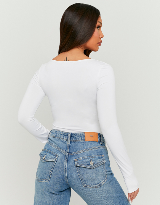 TALLY WEiJL, T-shirt à Manches Longues Basique White for Women