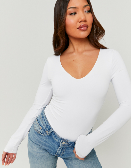 TALLY WEiJL, T-shirt à Manches Longues Basique White for Women