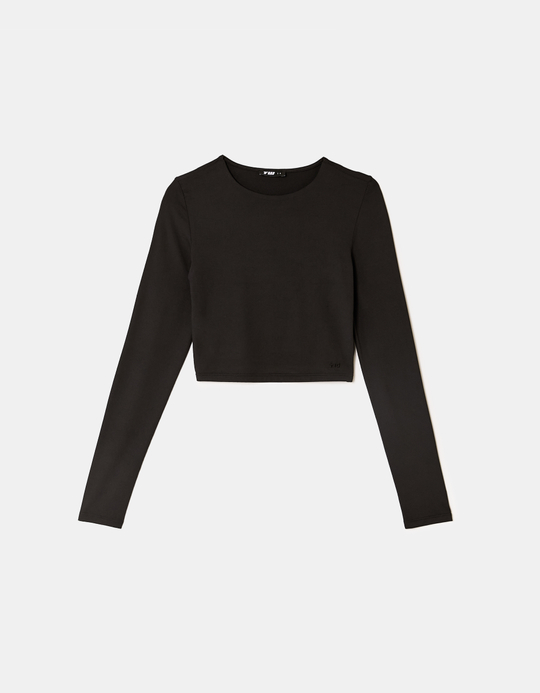 TALLY WEiJL, Black Cropped Basic T-shirt for Women