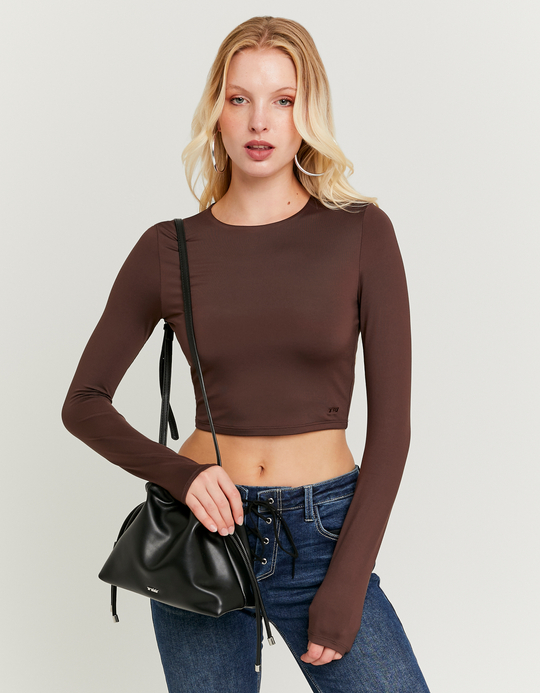 TALLY WEiJL, Brown Cropped Basic T-shirt for Women