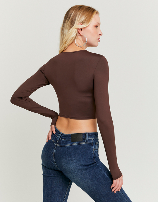 TALLY WEiJL, Brown Cropped Basic T-shirt for Women
