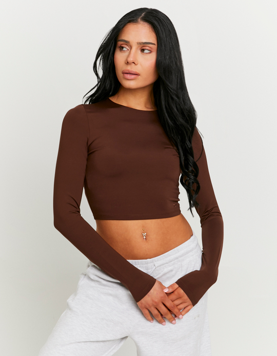 TALLY WEiJL, Braunes Basic Langarm-T-Shirt for Women