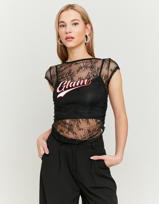 TALLY WEiJL, Schwarzes Spitzen Top for Women