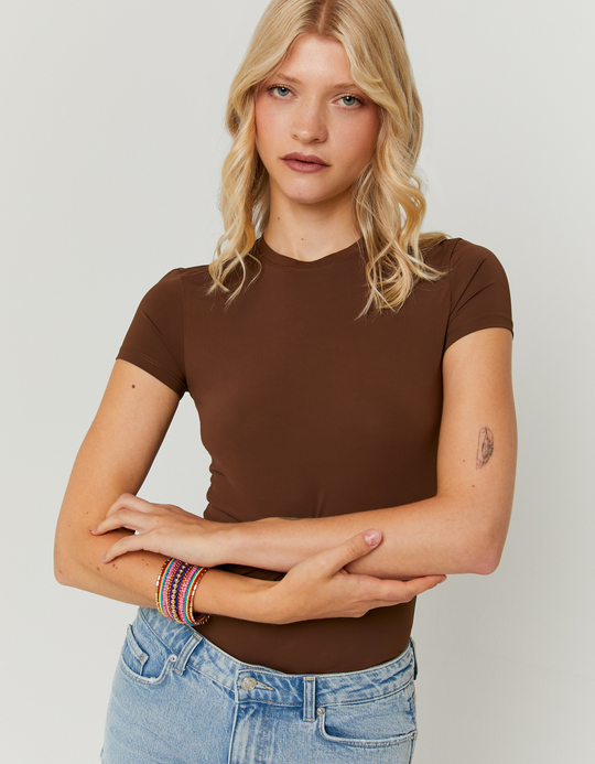 TALLY WEiJL, T-shirt Basic Marrone for Women