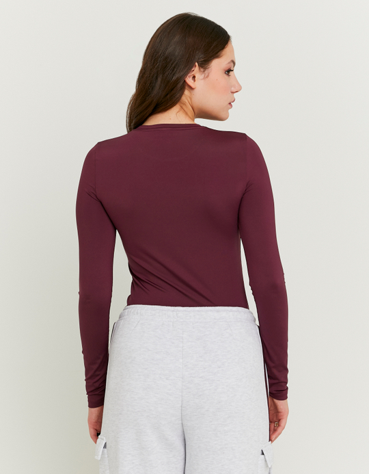 TALLY WEiJL, Burgunder Basic Long Sleeve T-Shirt for Women